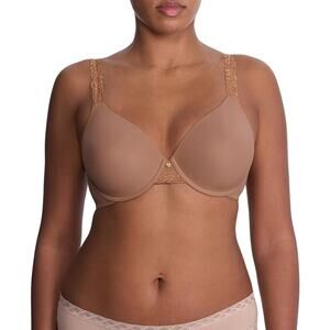 Natori Bra 736037 Body Double Lace Trim Full Fit T-Shirt Wire 34DDD Suntan NEW